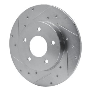 Buick LeSabre Brake Rotor (1) - Rear Left - R1 Concepts - Drilled & Slotted - Silver - `92-`05
